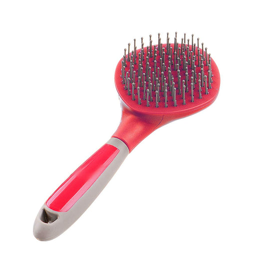 Mane and Tail Brush for Horses and Dogs with Soft Touch Grip (RED)
