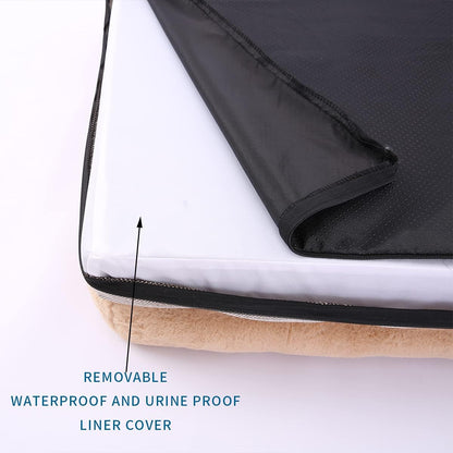 Orthopedic Dog Bed for Large & Medium Dogs, Waterproof Liner, Removable Washable Cover, Suitable for Crates & Couches