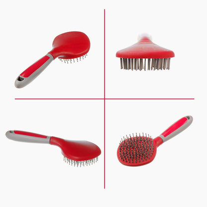 Mane and Tail Brush for Horses and Dogs with Soft Touch Grip (RED)